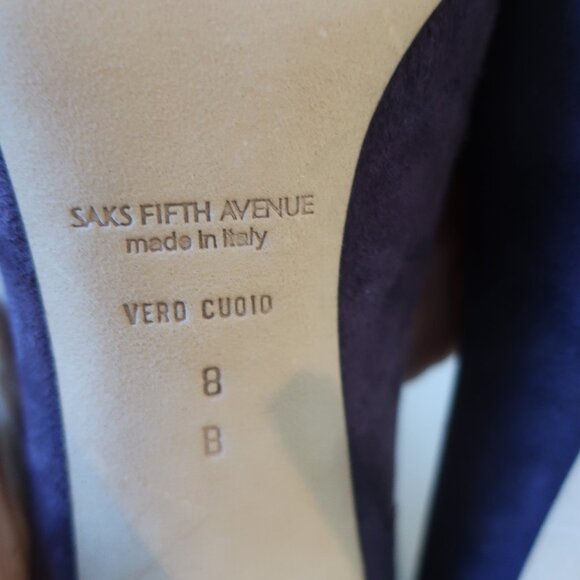 NWOB Womens Saks Fifth Avenue Eggplant Bow Suede Pointed Heels 8 - Picture 11 of 12